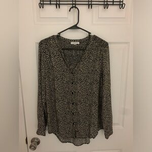 Flowy Button Up Leopard Print Blouse